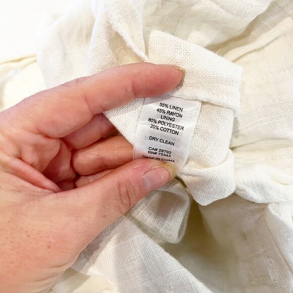 House of Harlow Linen Square Neck Belted Romper White 4 - Picture 9 of 10